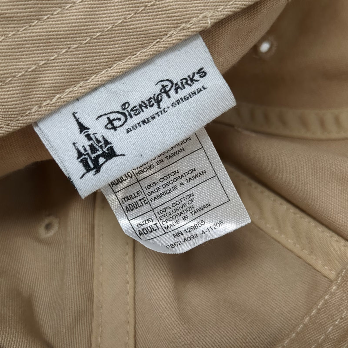 Disney Parks Baseball Cap Beige One Size Mickey Mouse Embroidered Cotton Hat