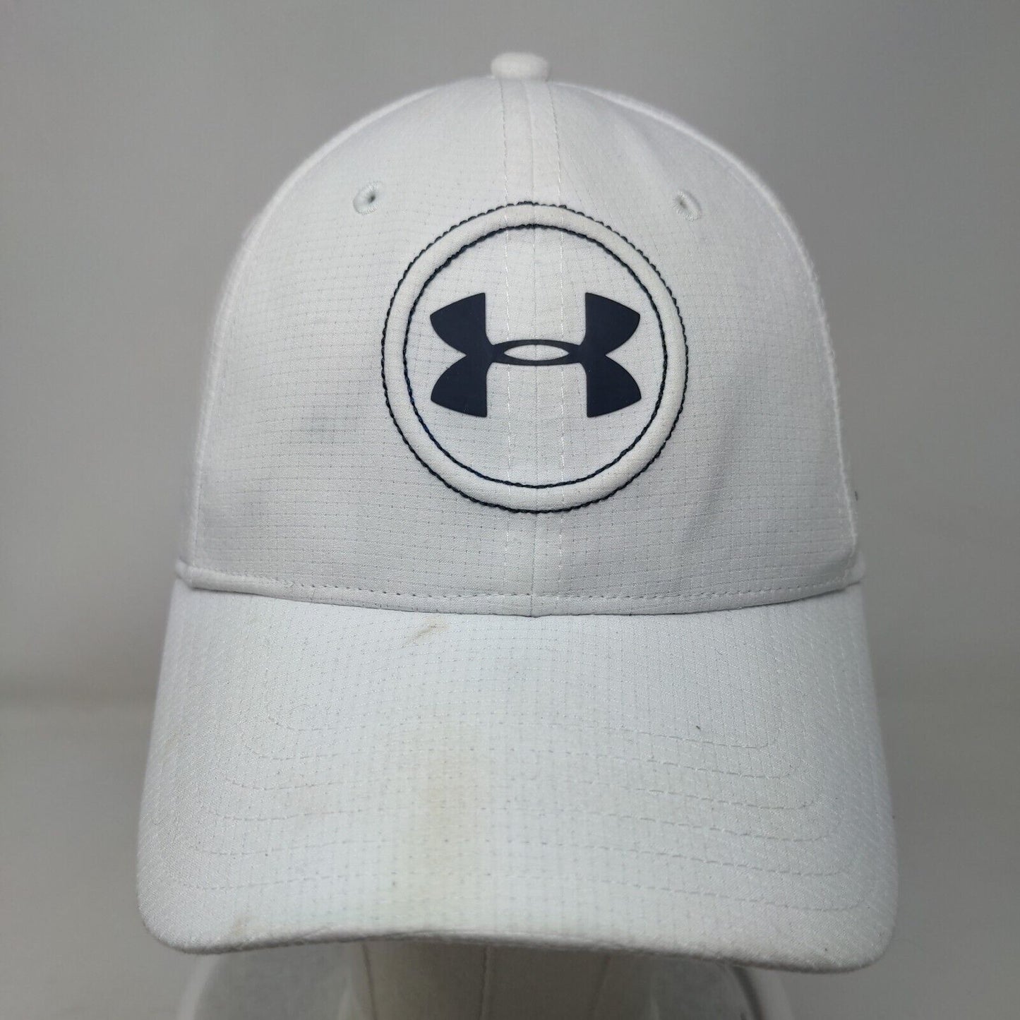Under Armour Fitted Golf Hat White Medium-Large Embroidered 6 Panel