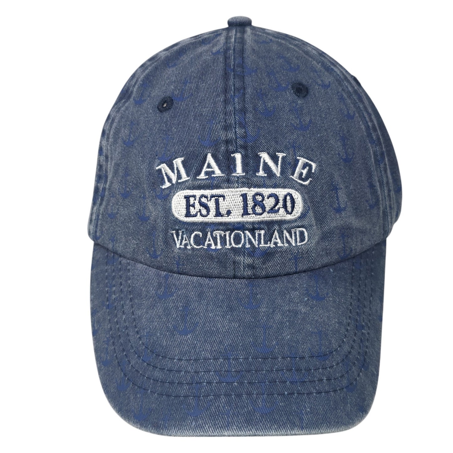 Maine Est. 1820 Vacationland Strapback Baseball Cap Blue One Size Adjustable