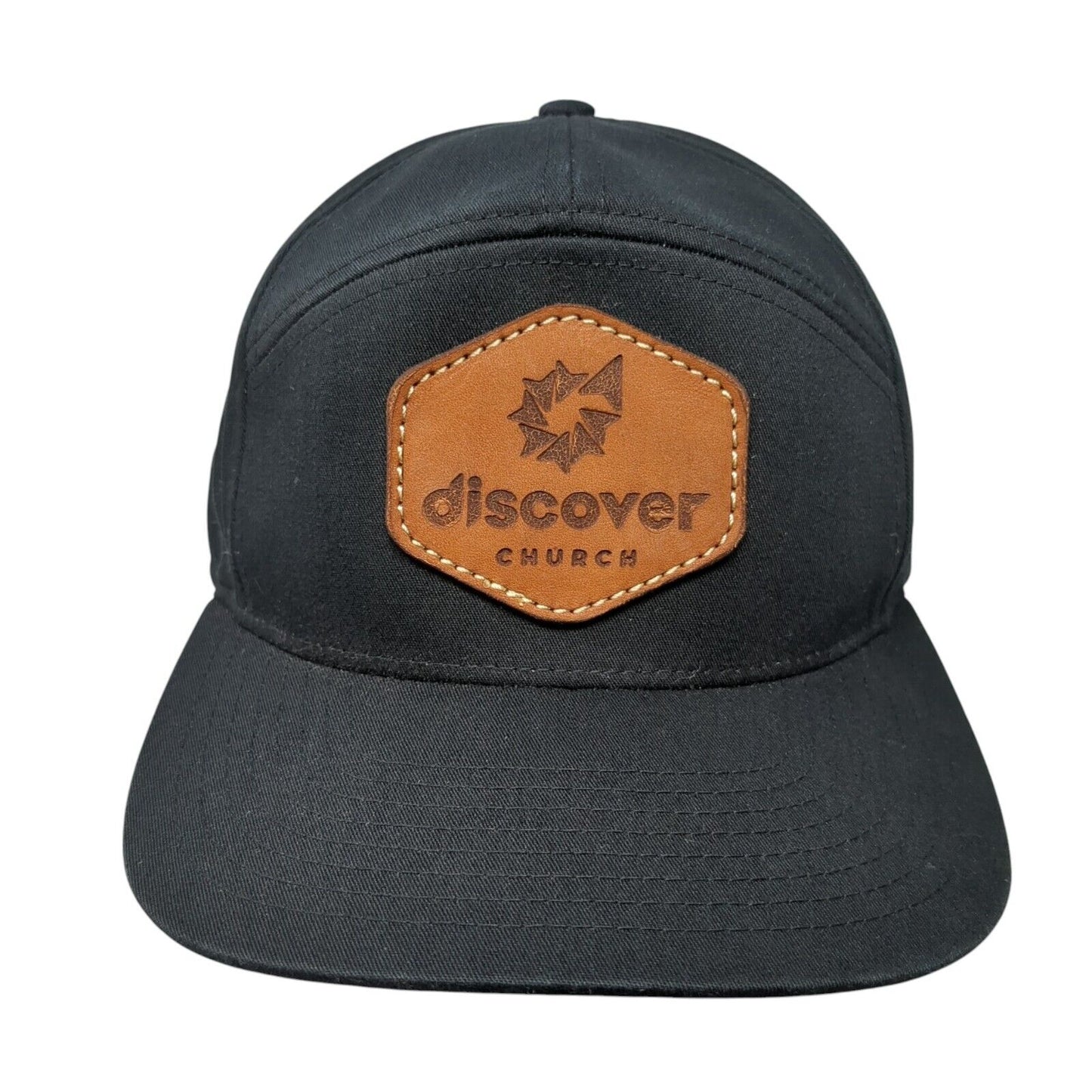 Discover Church Slideback Hat Black OS Adjustable Leather Patch Richardson