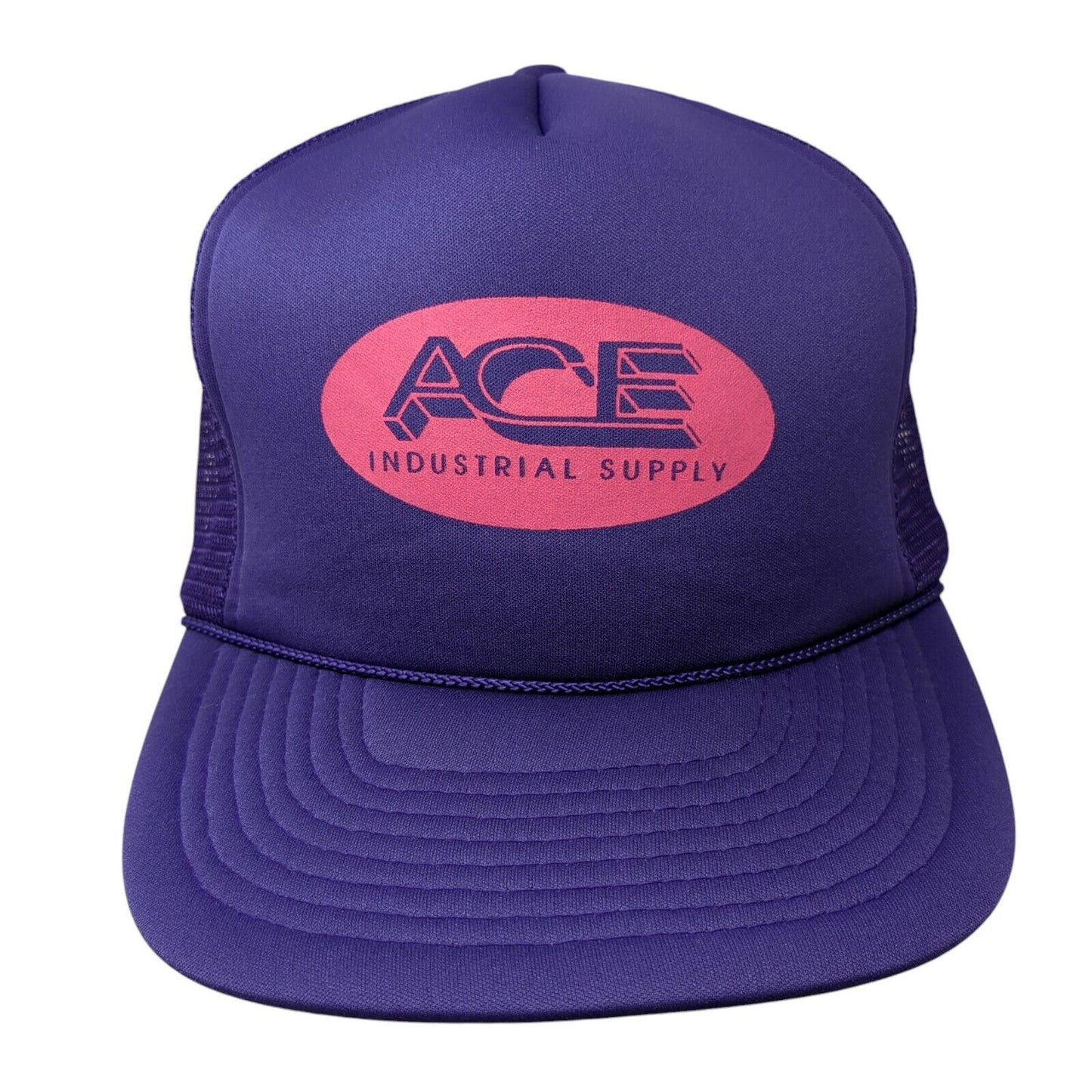 Ace Industrial Supply Snapback Trucker Hat Purple OS Adjustable Mesh Back Rope