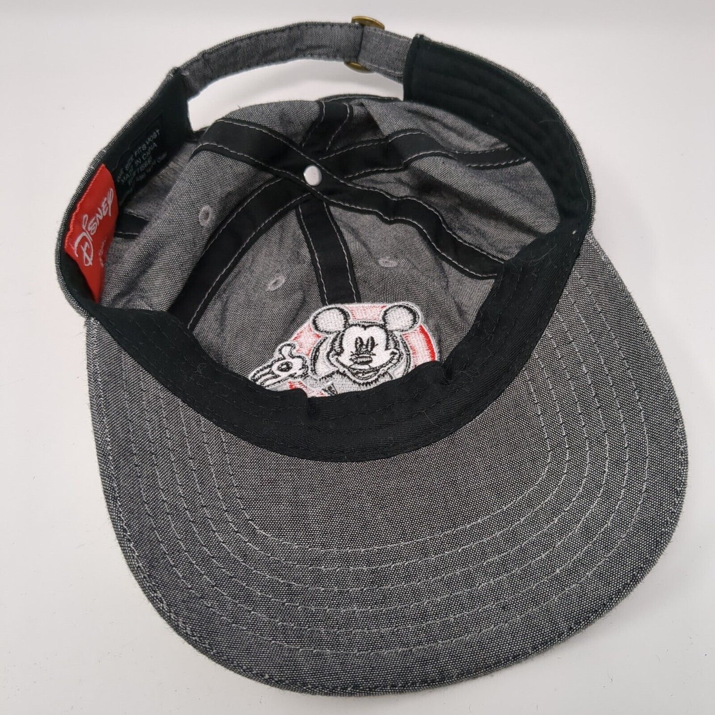Mickey Mouse Slideback Hat Gray One Size Adjustable Disney 6 Panel