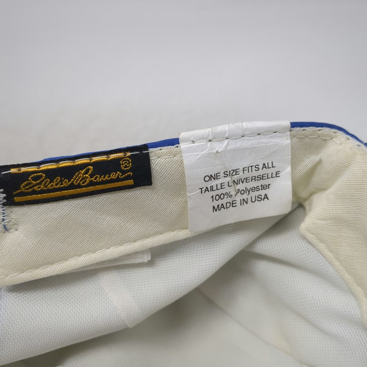 Eddie Bauer 5 Panel Blue Hat Gore-Tex Elastic Back Made in USA Outdoor Vintage
