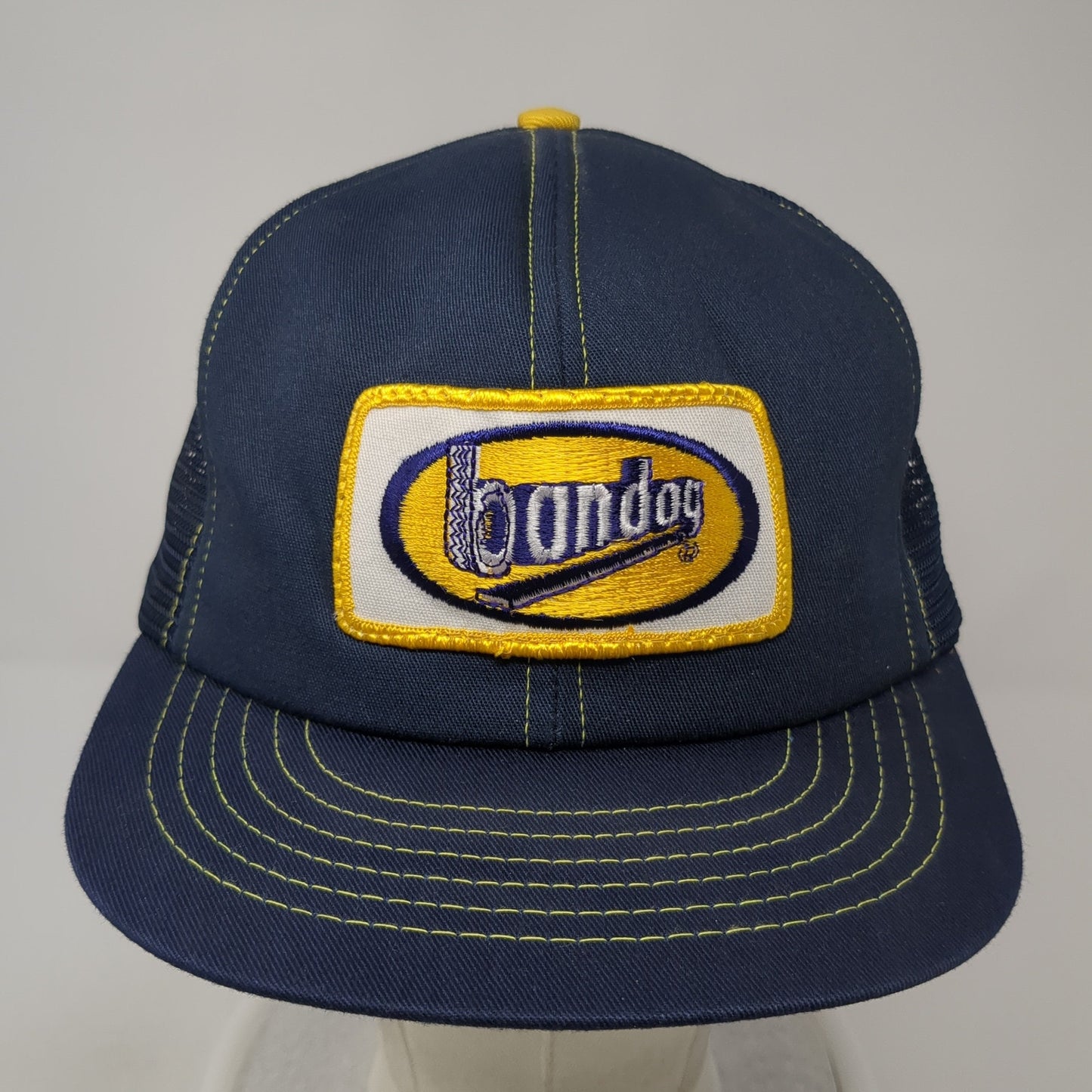 Bandoy Snapback Trucker Hat Blue One Size Adjustable Embroidered Mesh Back