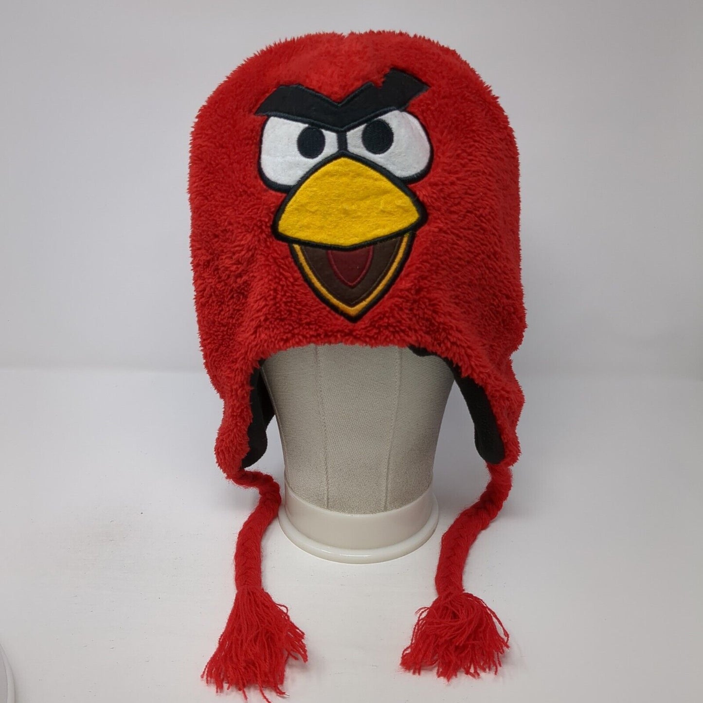 Angry Birds Fleece Beanie Hat Red One Size Lined Braided Embroidered