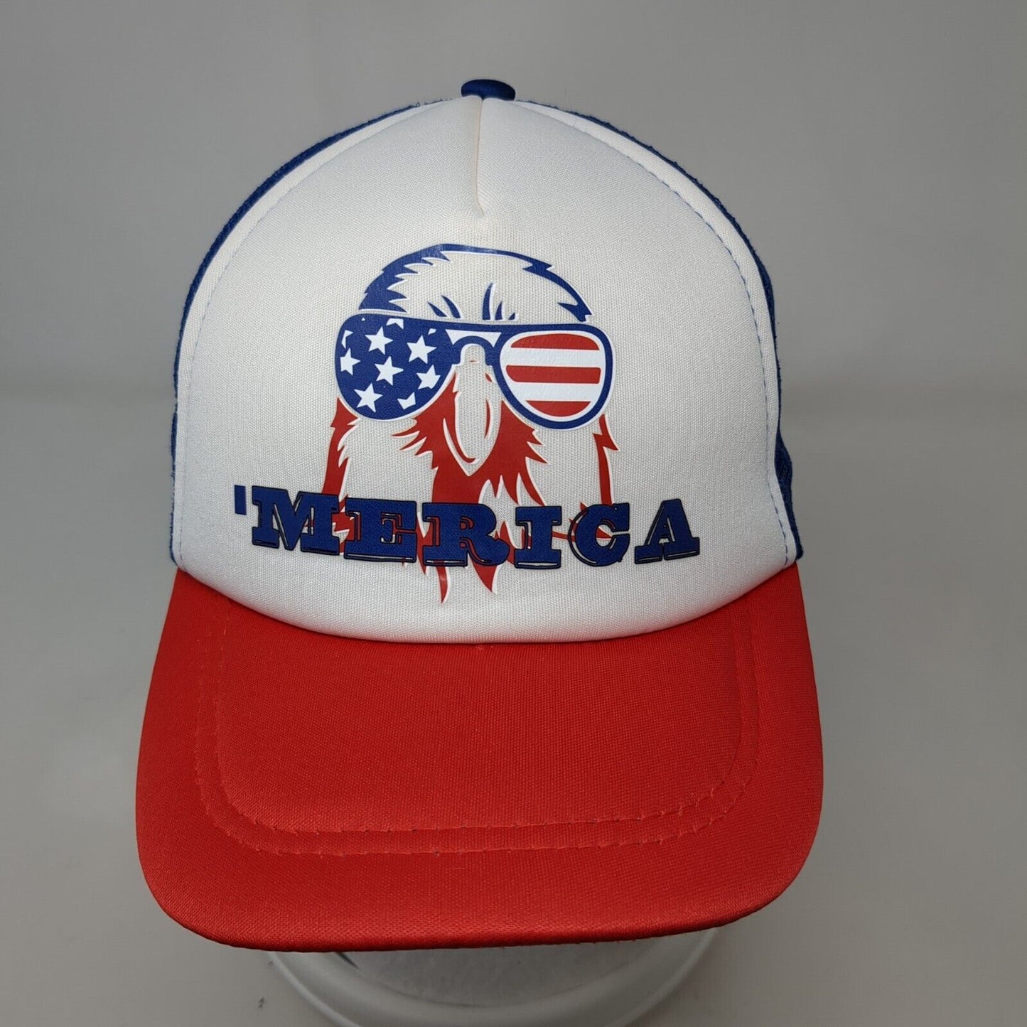 'Merica Bald Eagle Snapback Trucker Hat Multicolor One Size Mesh Back