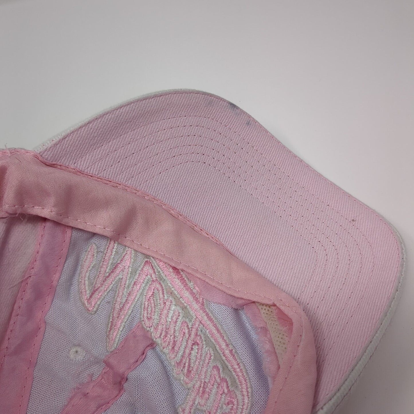 Memphis Strapback Hat Pink One Size Adjustable Embroidered Vented Holes 6 Panel