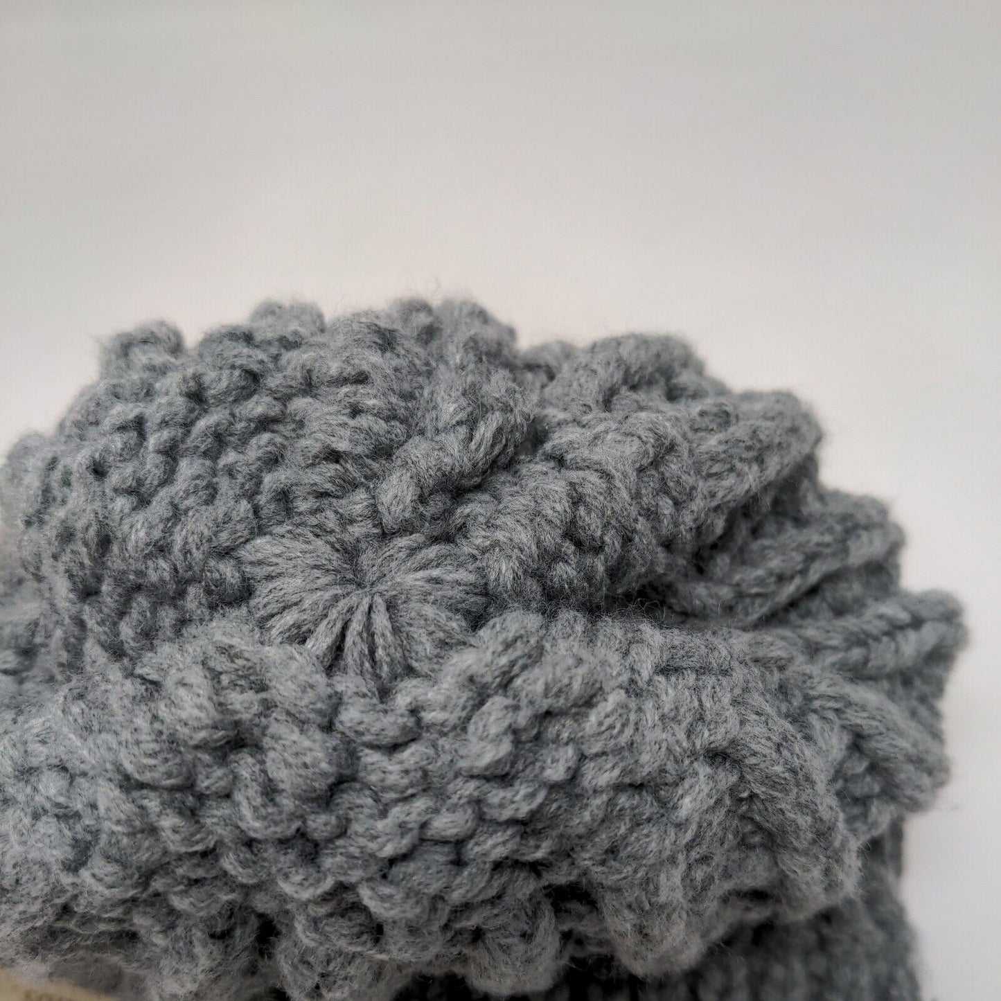 C.C Exclusives Kids Beanie Hat Gray One Size Knitted Stretch Pom Pom Acrylic