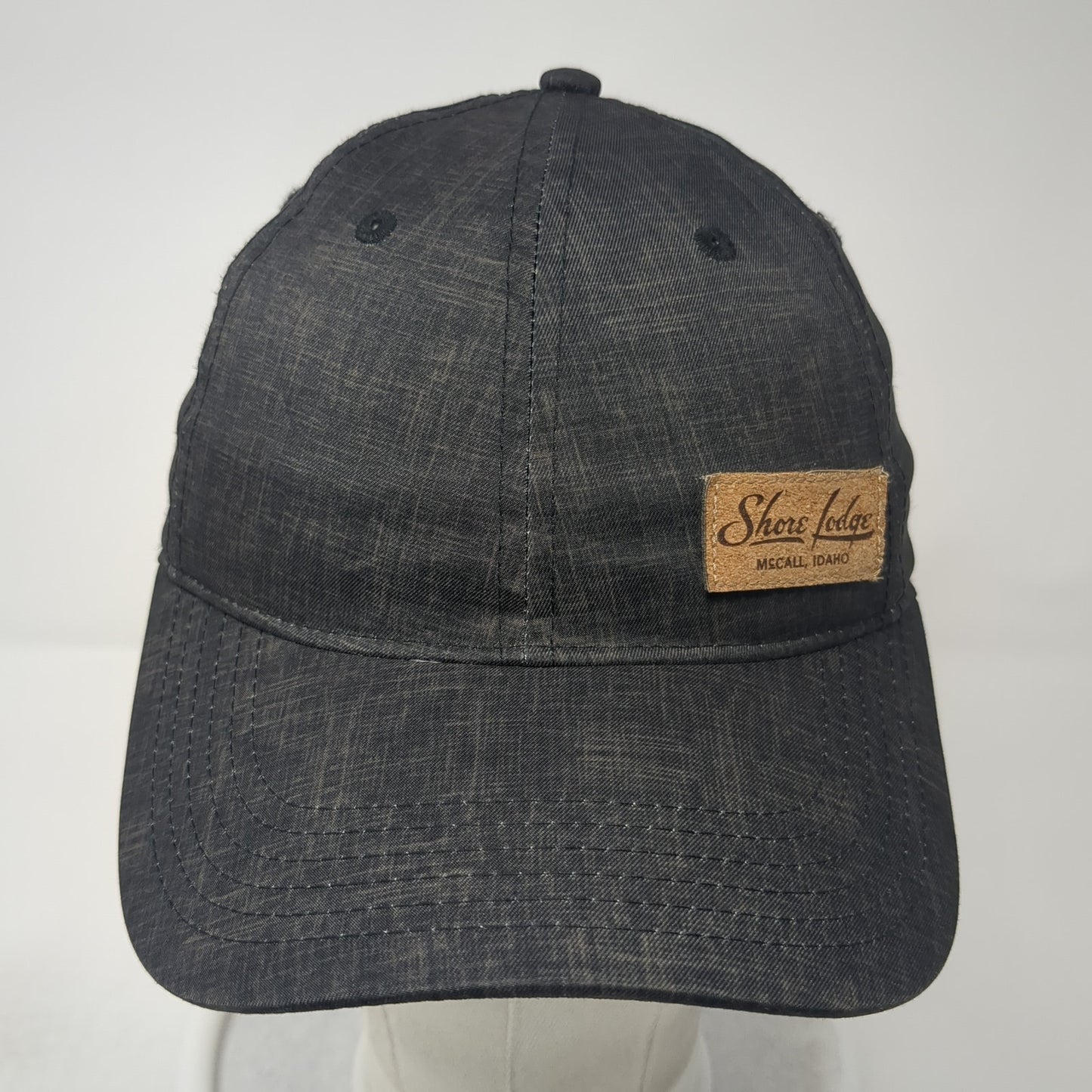 Shore Lodge Leather Patch Strapback Hat Black One Size Adjustable Legacy