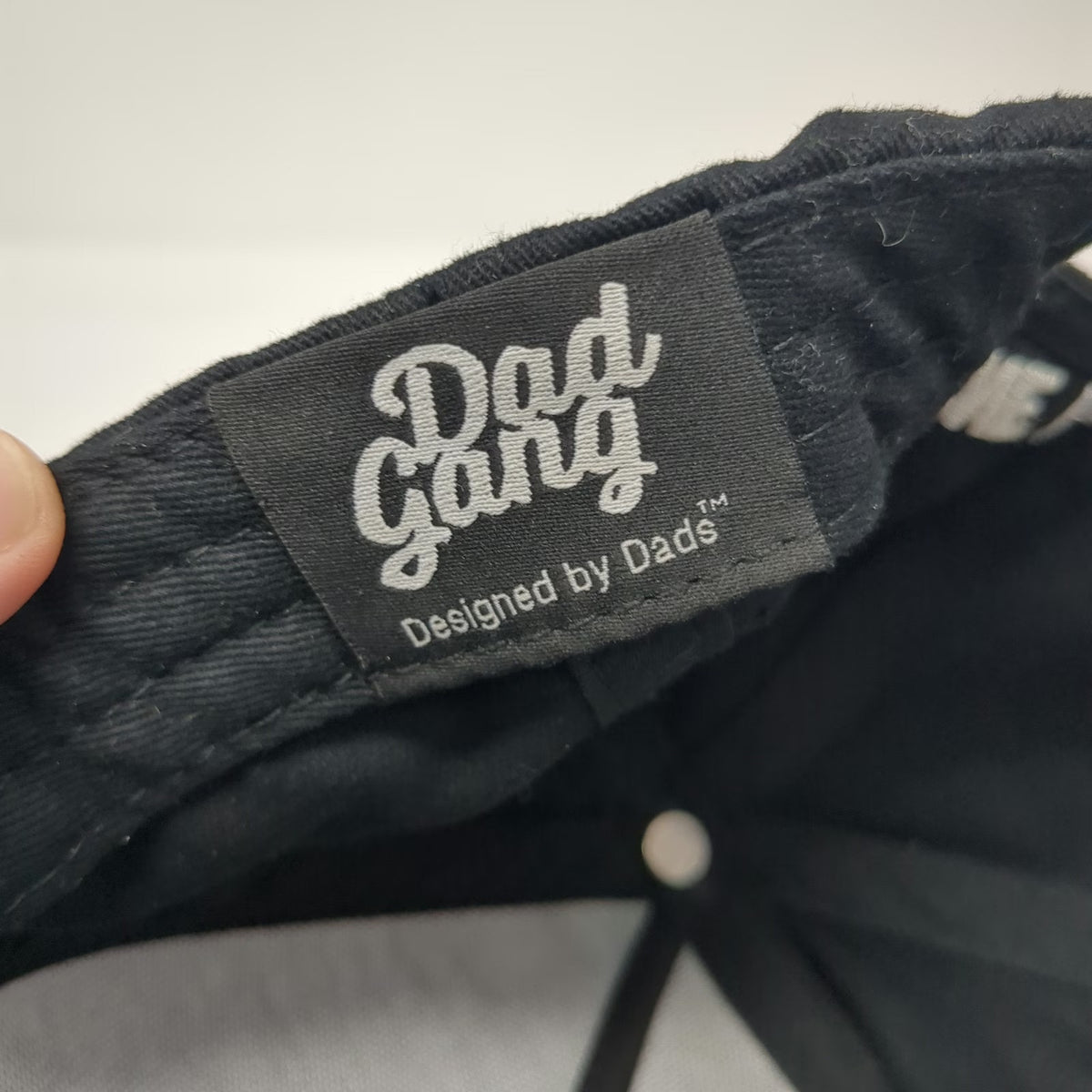 Dad Gang 5 Panel Black Blue One Size Snapback Hat Logo Script Embroidery Graphic