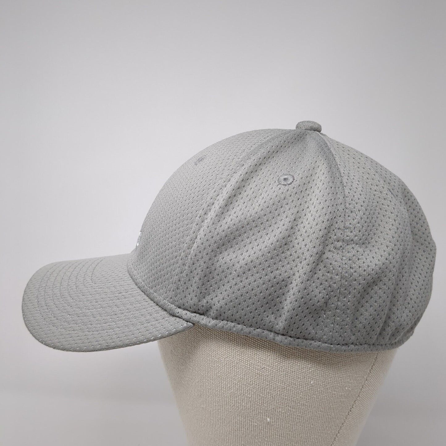 Adidas Fitted Hat Gray S/M Embroidered 3 Stripes 6 Panel Vent Holes