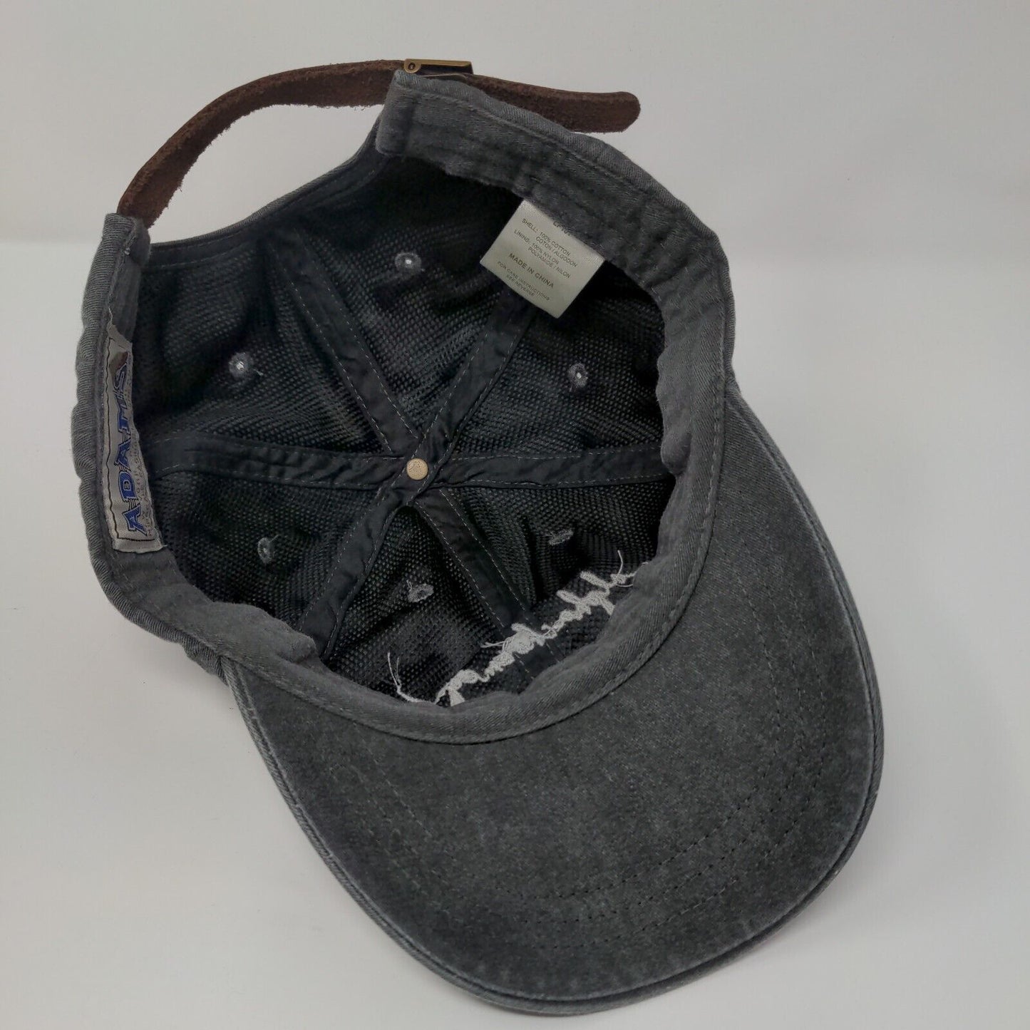 Alpha Chi Omega Slideback Hat Gray OSFA Embroidered Leather Strap Adams