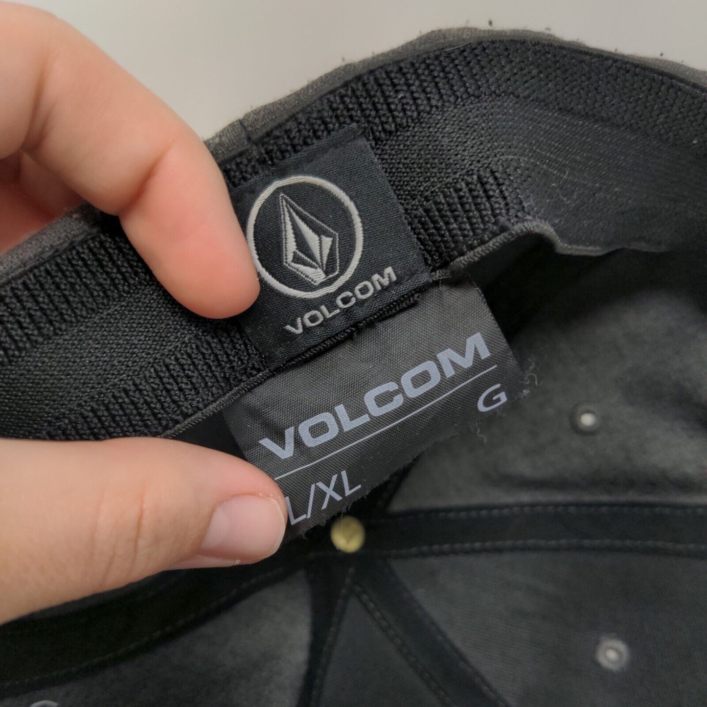 Volcom Fitted Hat Gray Large/XL Embroidered Solid 6 Panel Vent Holes