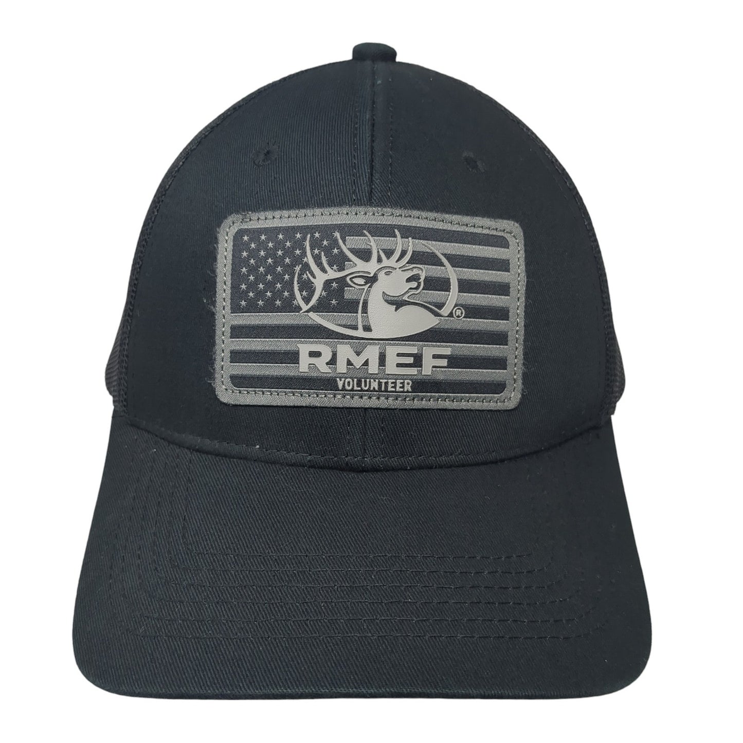 RMEF Volunteer Snapback Trucker Hat Black OS Adjustable Mesh Back Outdoor Cap