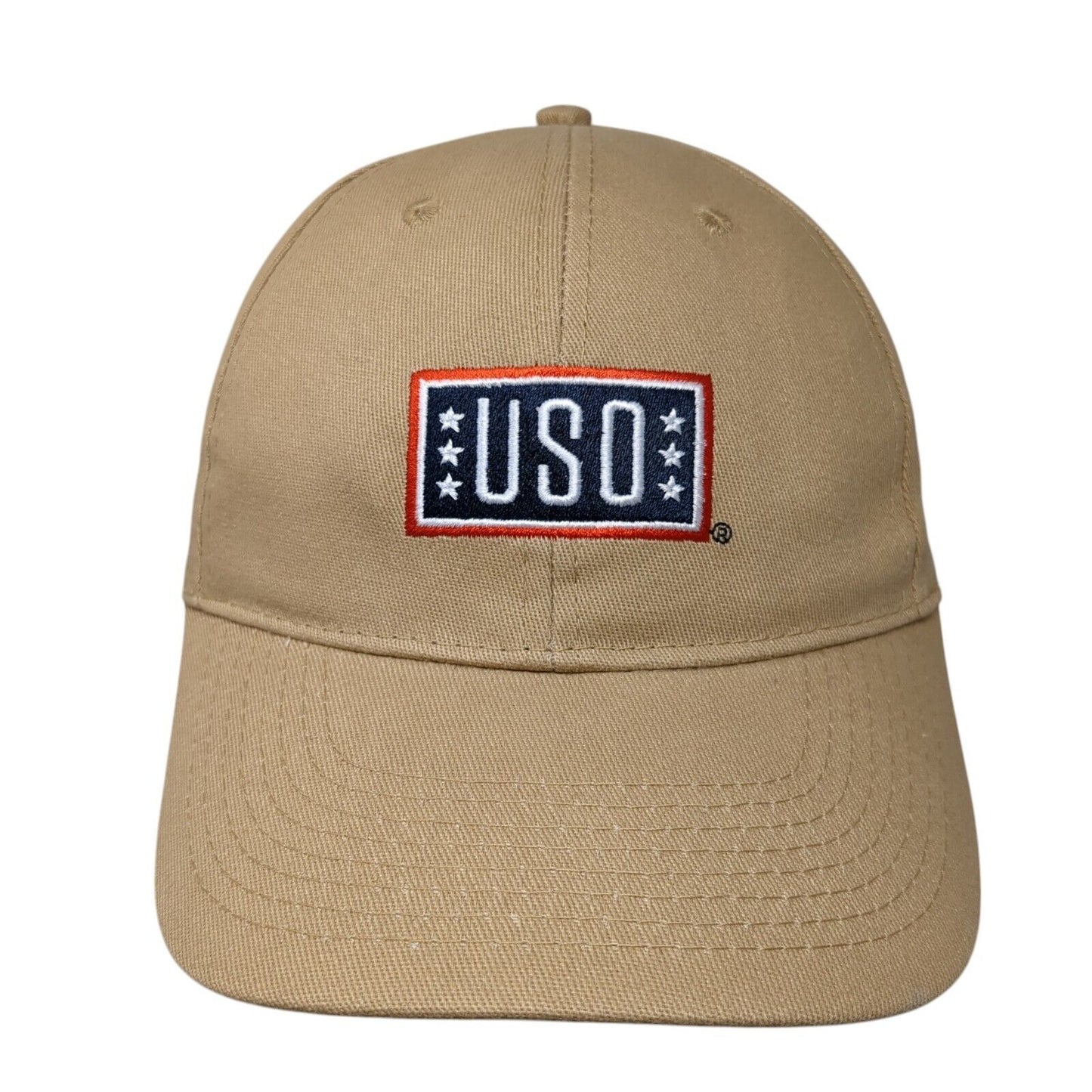 USO Support Our Heroes Slideback Hat Tan OS Adjustable Embroidered Patriotic
