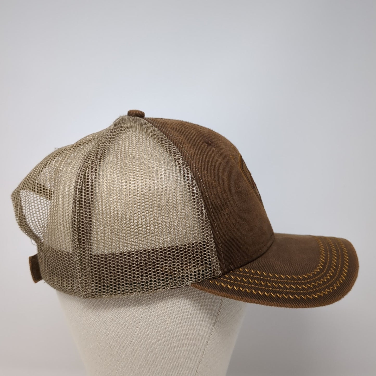 Ariat Strapback Mesh Back Trucker Hat Brown One Size Embroidered Logo