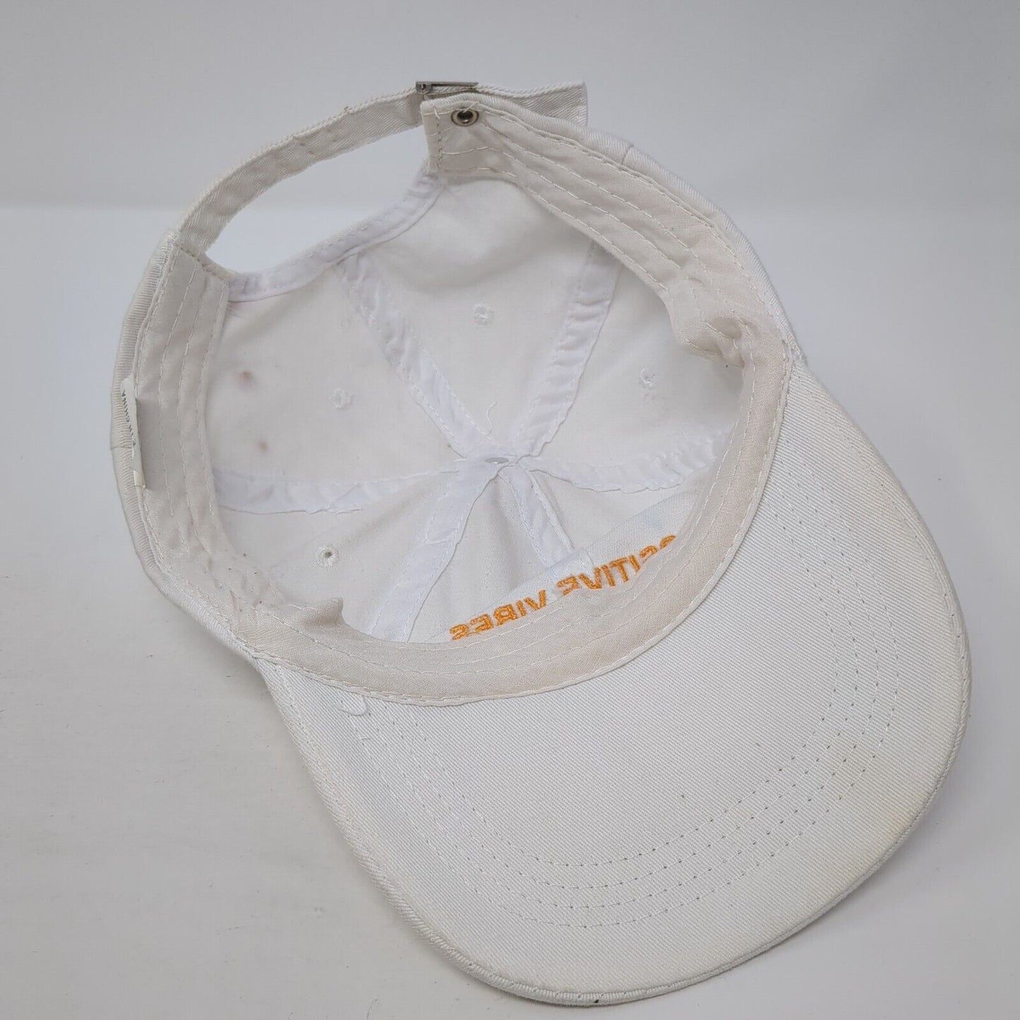 Positive Vibes Slideback Hat White One Size Adjustable Embroidered