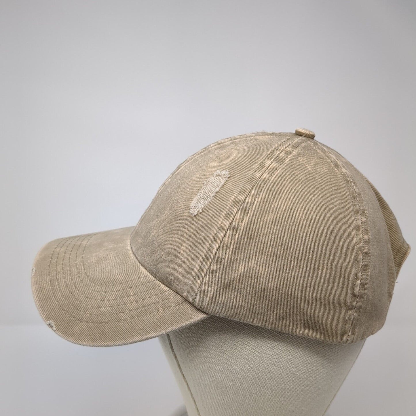 David And Young Slideback Hat Tan One Size Adjustable Distressed 6 Panel