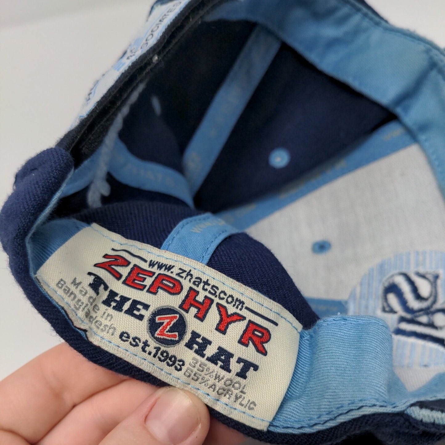 SA Schmueser Strapback Hat Blue One Size Adjustable Embroidered Zephyr Hat