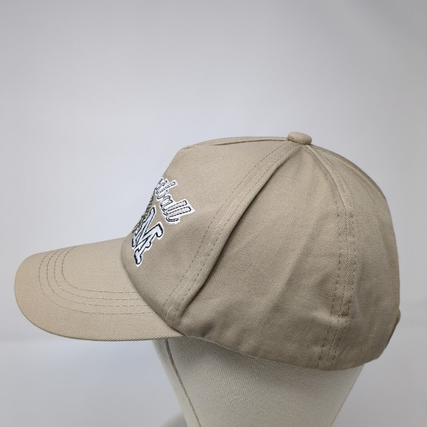 Basketball Mom Strapback Hat Tan One Size Adjustable Solid Rhinestone