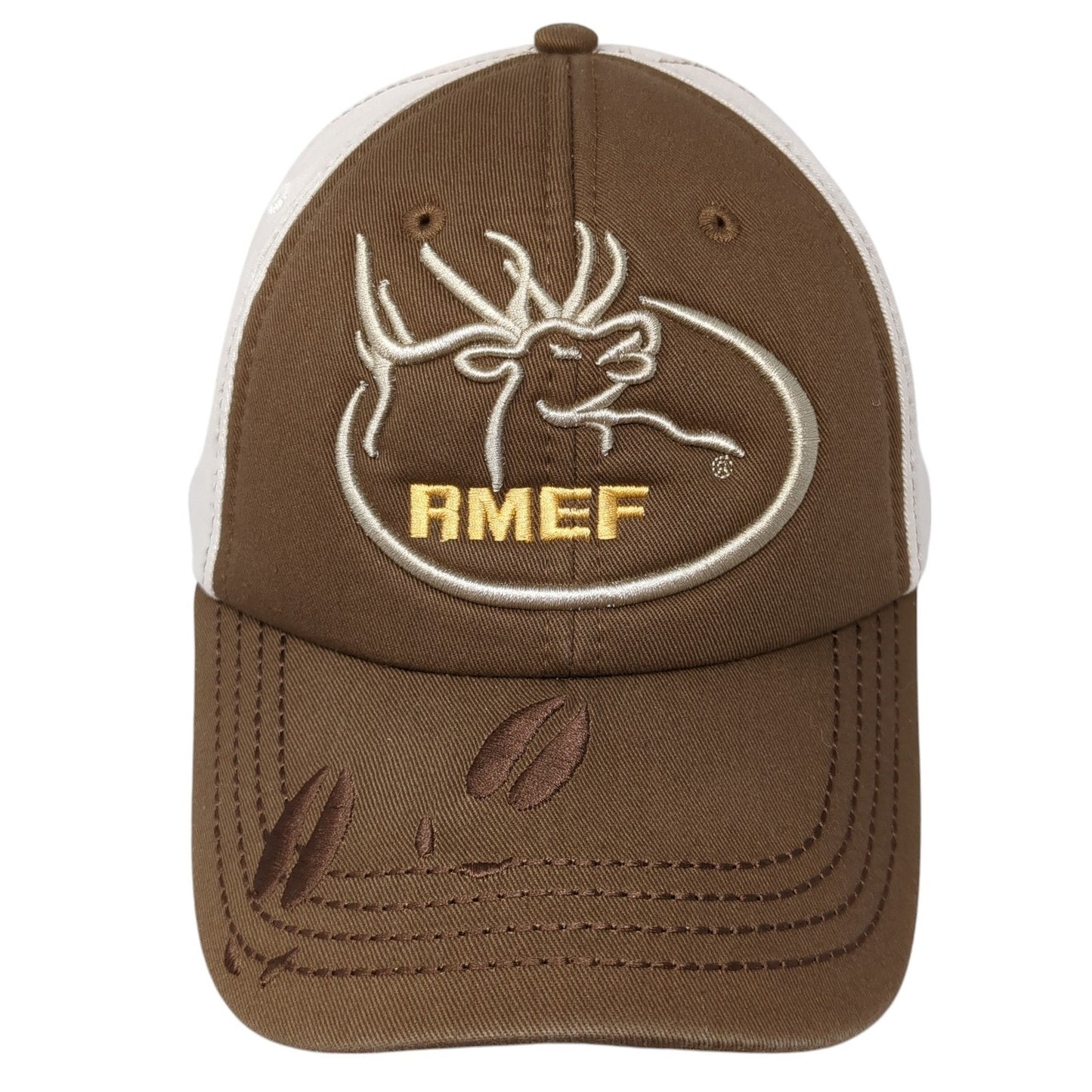 RMEF Volunteer Strapback Hat Brown One Size Colorblock Embroidered Logo