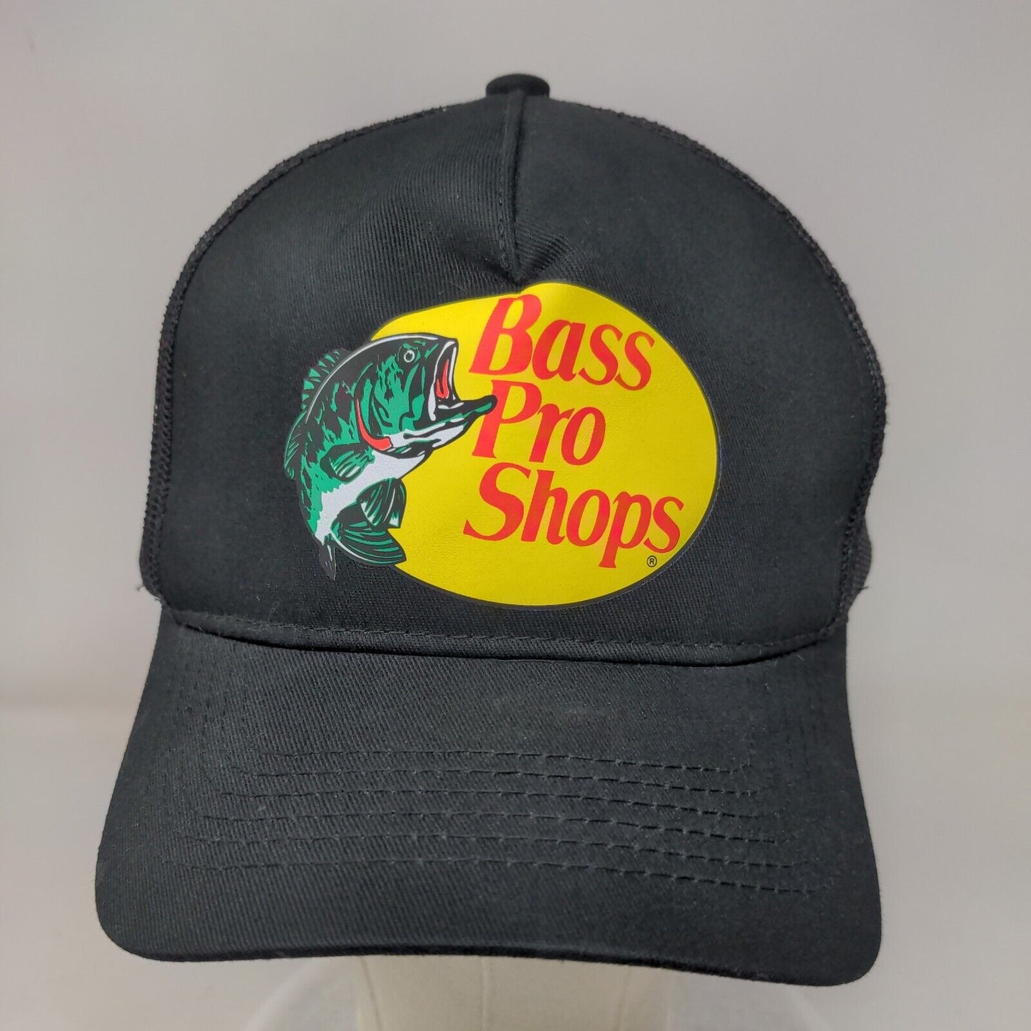 Bass Pro Shops Snapback Mesh Back Trucker Hat Black OSFM Gone Fishing