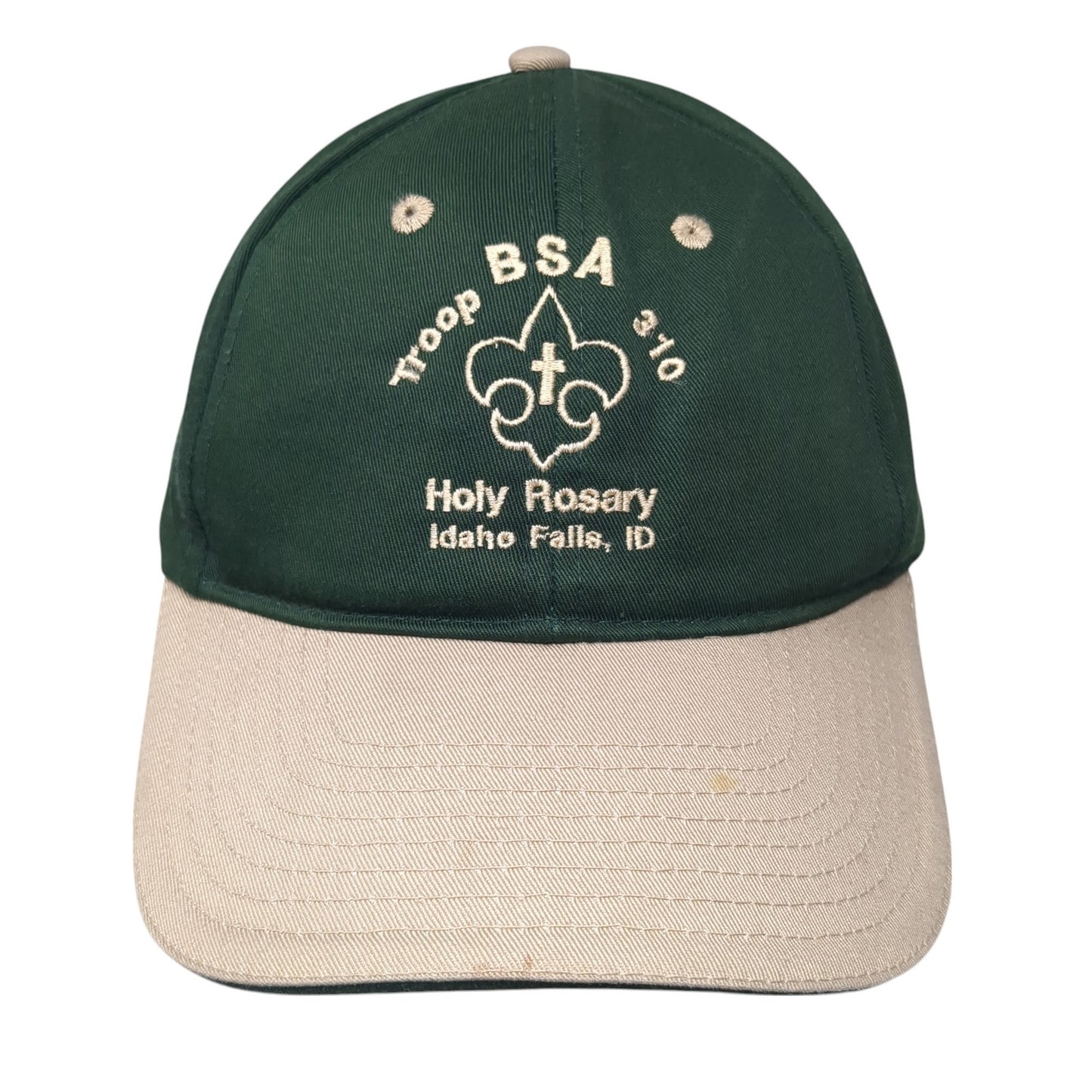 BSA Troop 310 Holy Rosary Strapback Hat Green One Size Colorblock Otto