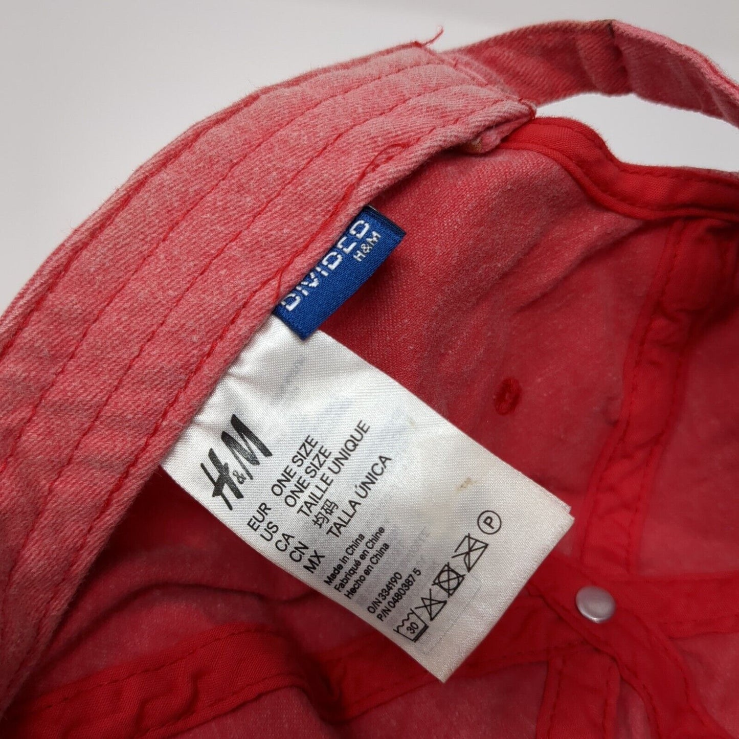 Divided by H&M Slideback Hat Red One Size Adjustable Vented Holes 6 Panel Blank