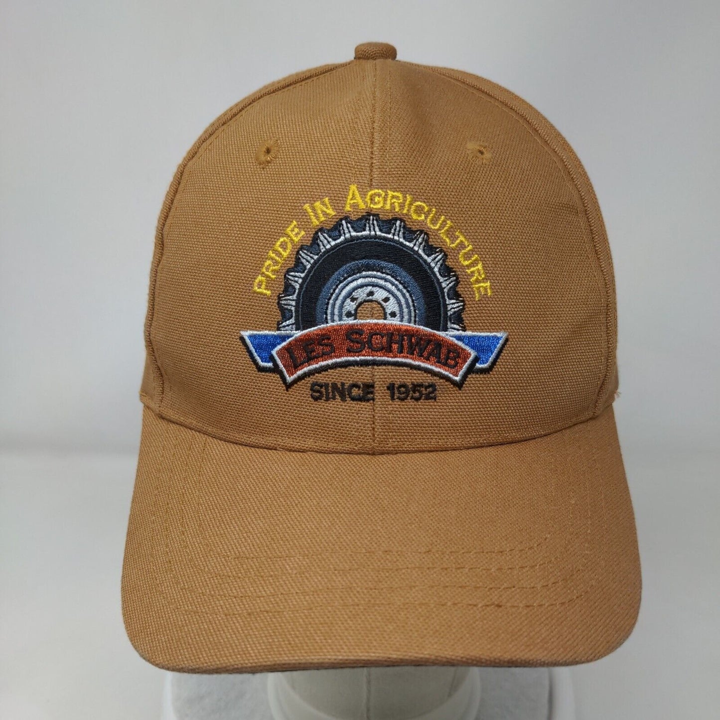 Pride in Agriculture Les Schwab Since 1952 Strapback Hat Brown One Size Cotton