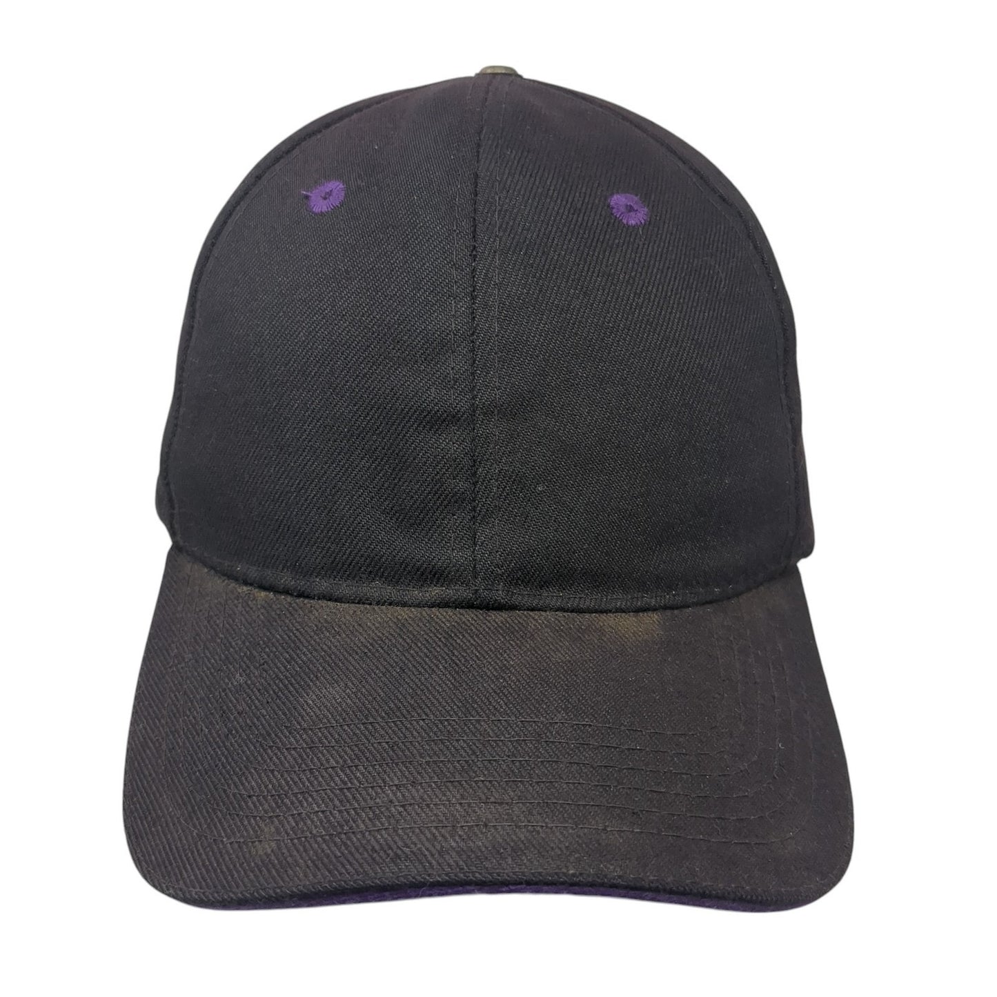 Unbranded Strapback Baseball Cap Black One Size Adjustable 6 Panel Blank