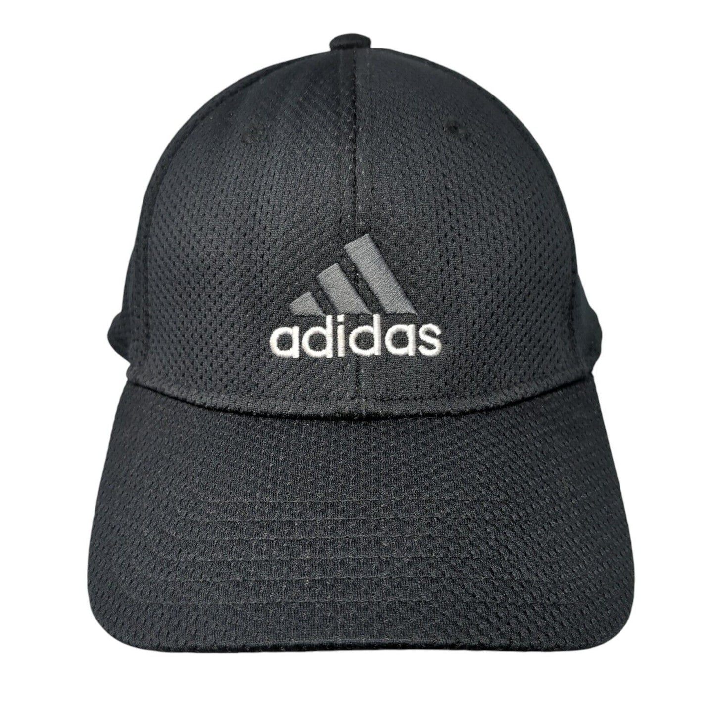 Adidas Fitted Hat Black One Size Embroidered Vented Holes Breathable 6 Panel