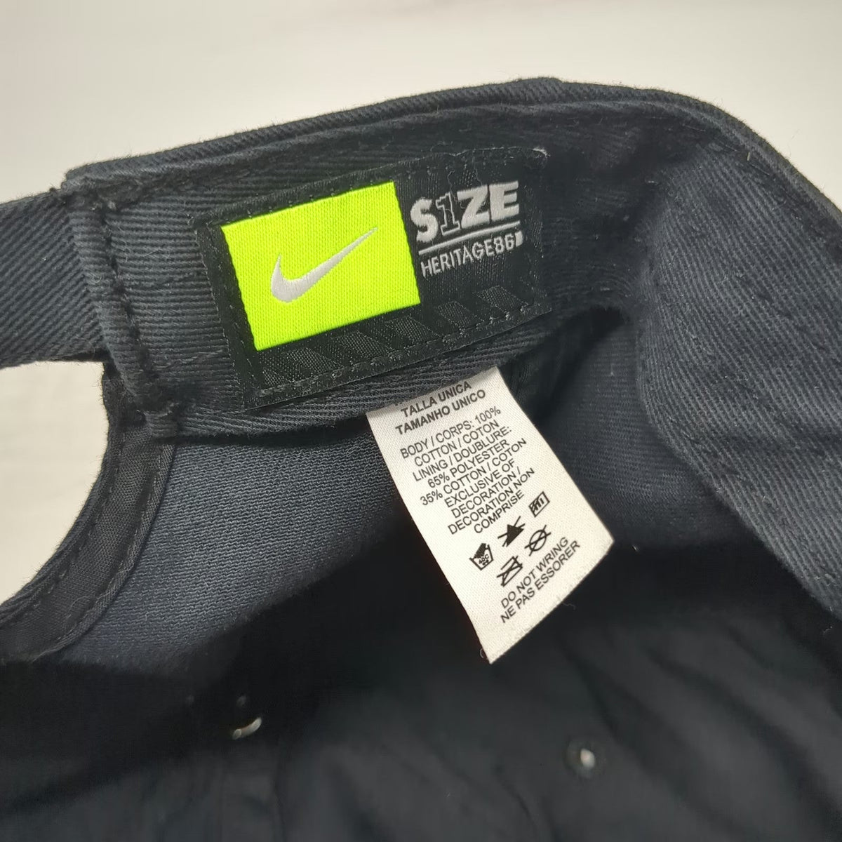 Nike Baseball Cap Black One Size Slideback Heritage86 Cotton Curved Brim Hat