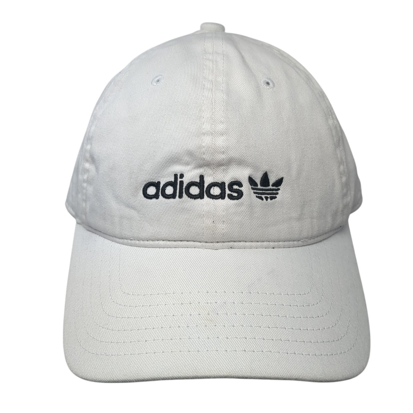 Adidas Trefoil Slideback Hat White One Size Adjustable Solid Vent Holes