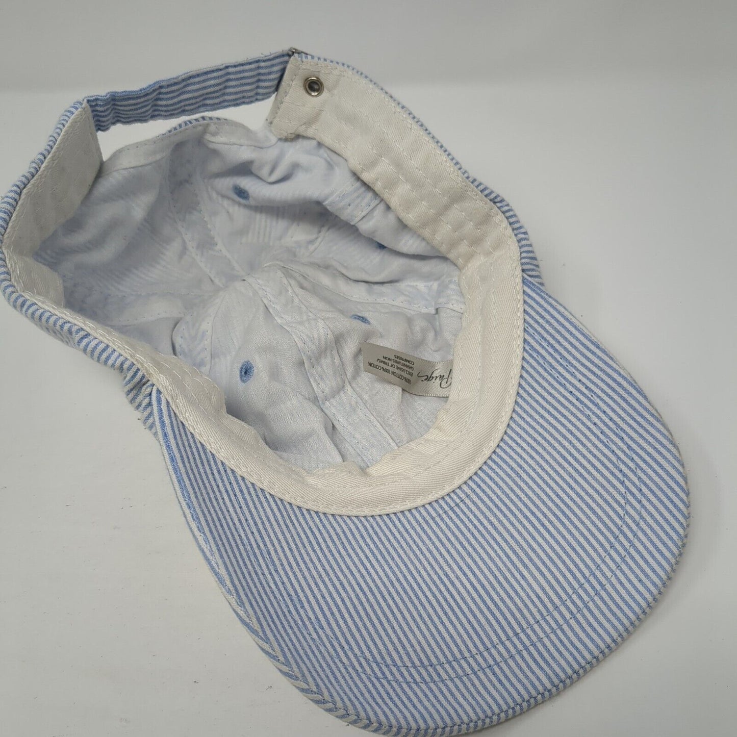 Paige Slideback Hat Blue OS Adjustable Pinstripe Vented Holes 6 Panel Blank