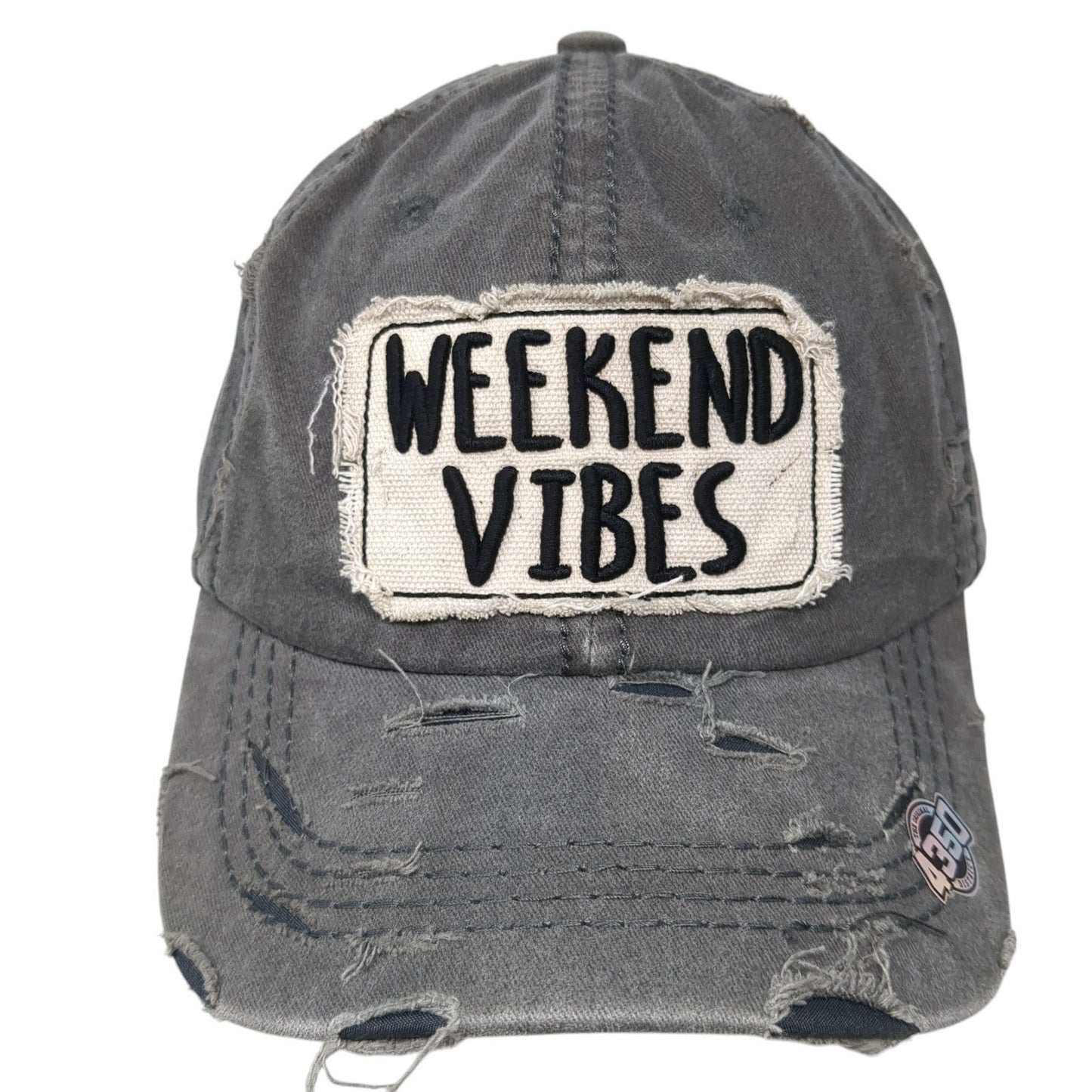 Weekend Vibes Strapback Hat Gray One Size 4350 District Distressed
