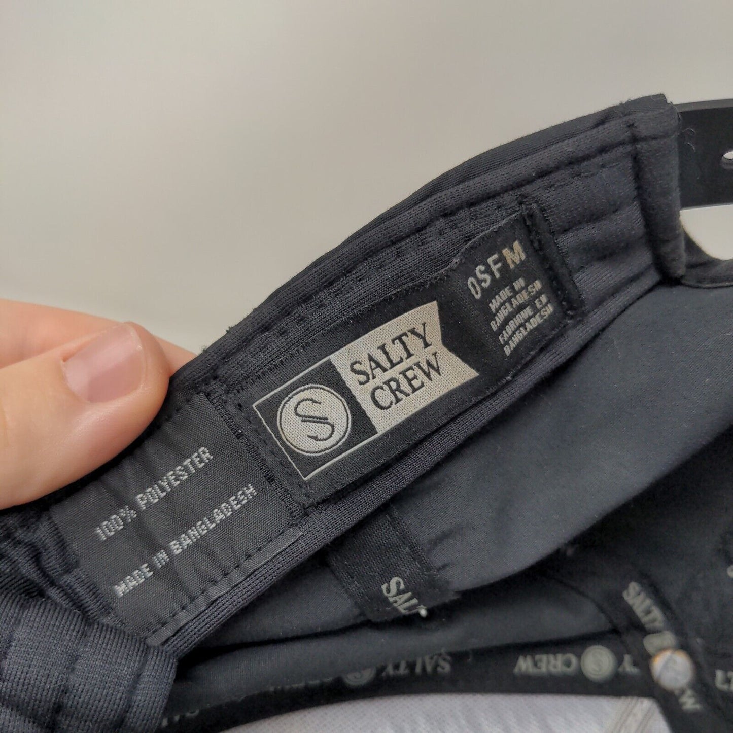 Salty Crew Patch Snapback Hat Black OSFM Adjustable Vent Holes