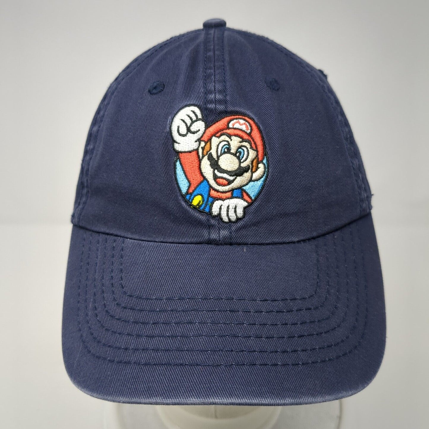 Super Mario Slideback Hat Blue One Size Solid Embroidered Nintendo