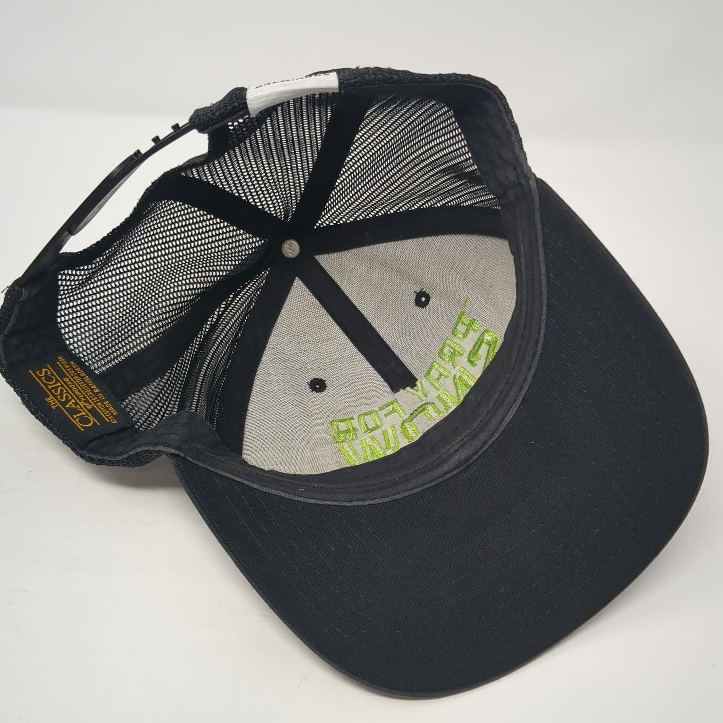Pray For Snow Snapback Trucker Hat Black One Size Adjustable Mesh Back Yupoong