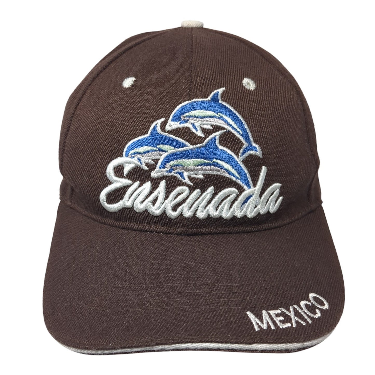 Ensenada Mexico Strapback Baseball Cap Brown One Size Adjustable Embroidered