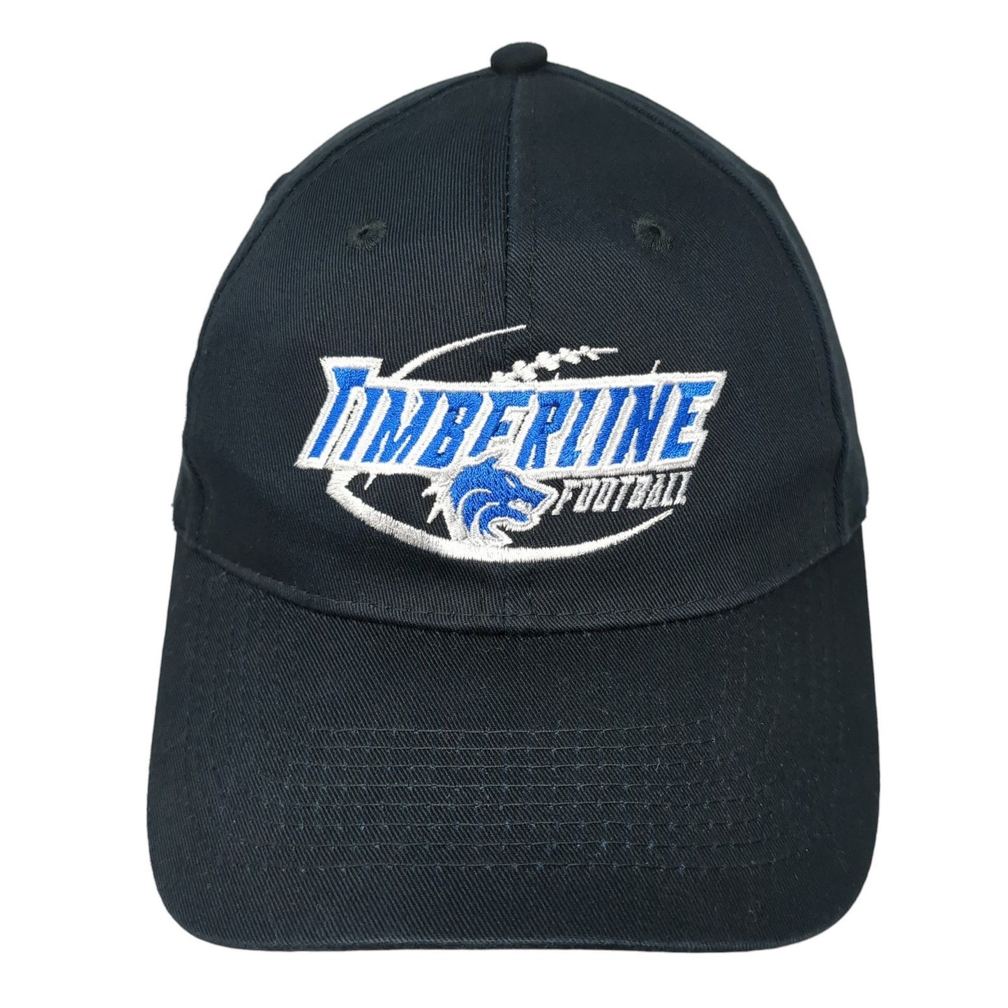 Timberline Football Strapback Hat Black One Size Adjustable Embroidered