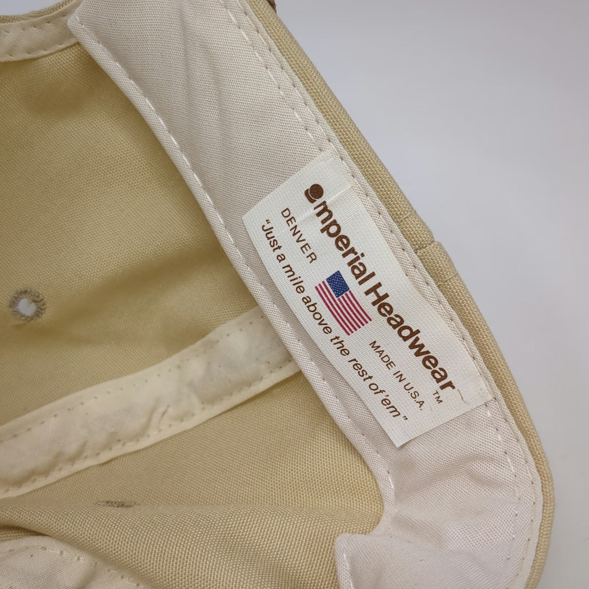 Imperial Headwear Trucker Beige Hat OS Mountain State Savings Bank Rope USA