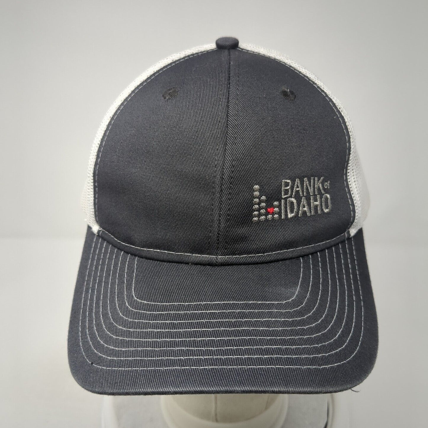 Bank Of Idaho Snapback Trucker Hat Gray OS Adjustable Mesh Back Port Authority
