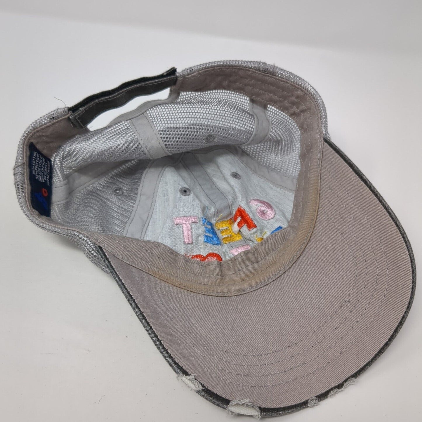 6 Feet Plz Strapback Mesh Back Trucker Hat Gray One Size Embroidered