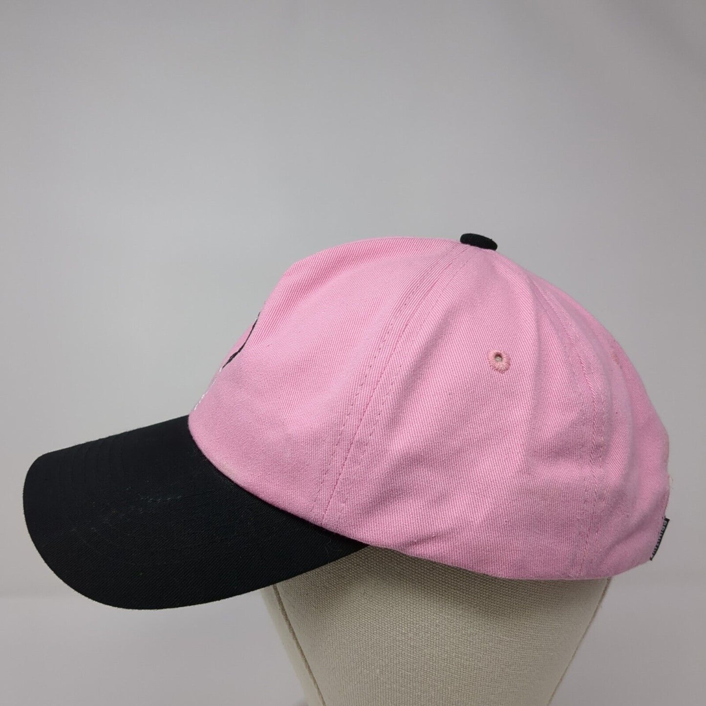 Primitive Slideback Hat Pink One Size Adjustable Embroidered Floral Cotton