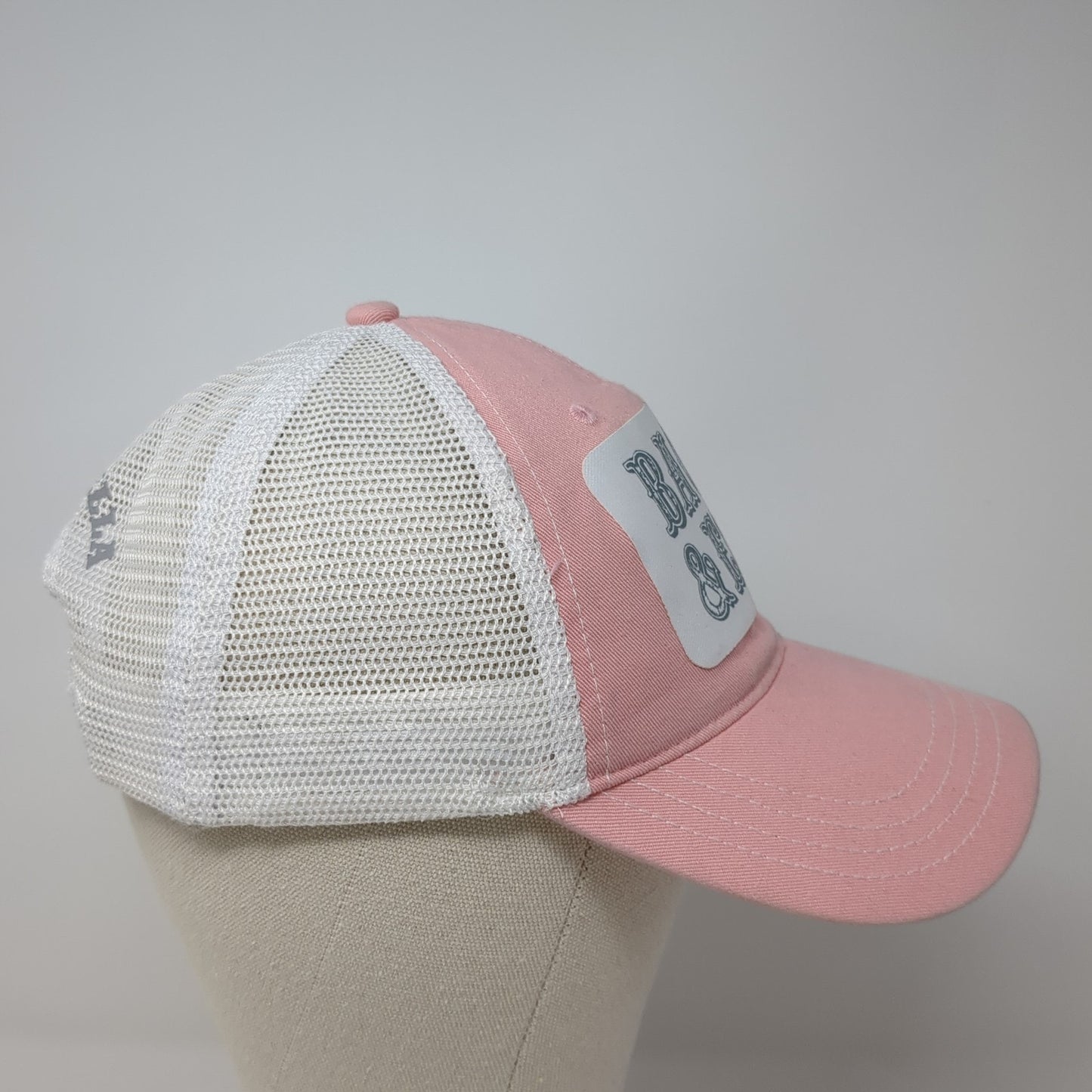 Bacon & Eggs Snapback Trucker Hat Pink Small Walla Walla Mesh Back