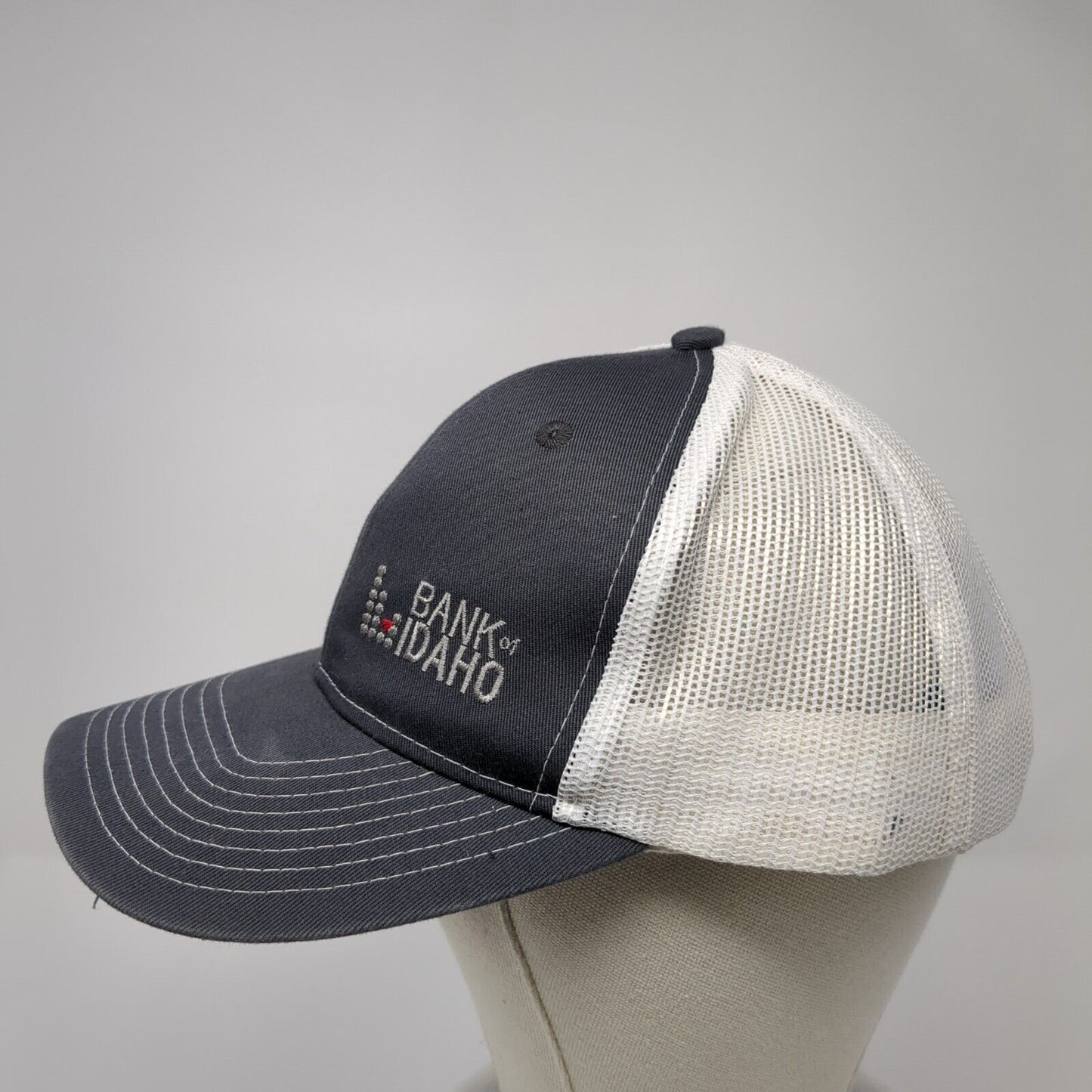 Bank Of Idaho Snapback Trucker Hat Gray OS Adjustable Mesh Back Port Authority