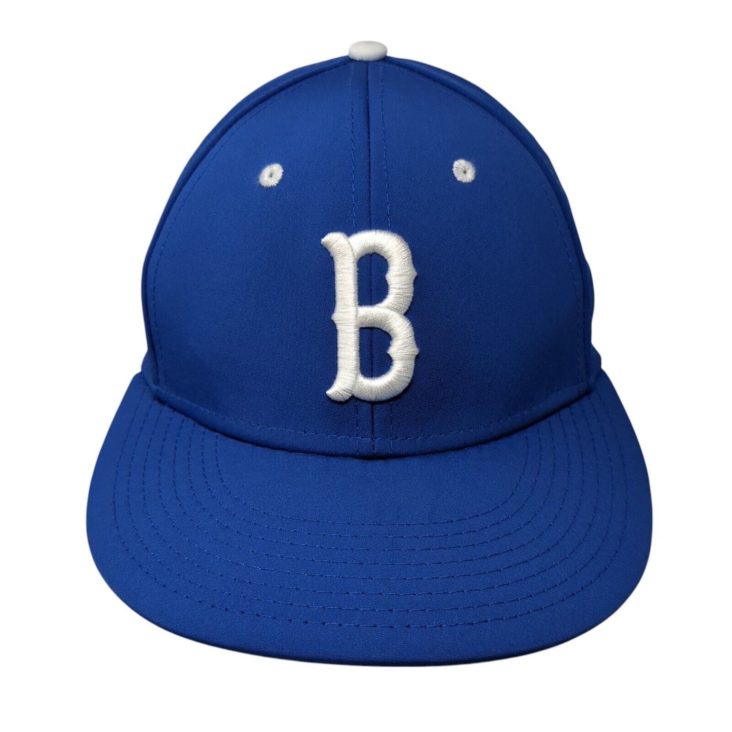 B Skull And Crossbones Fitted Hat Blue Medium Embroidered The Game