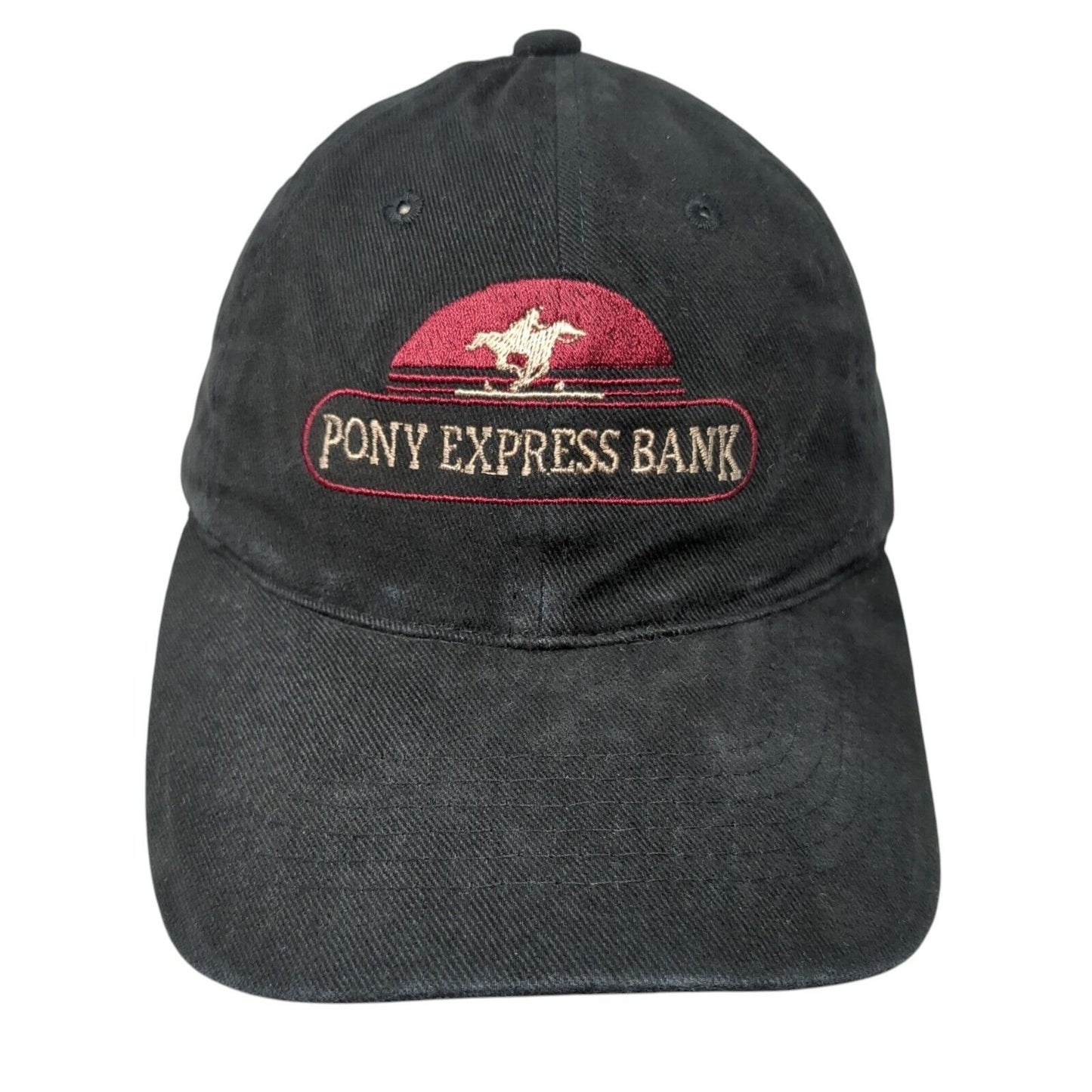 Pony Express Bank Slideback Hat Black One Size Adjustable Embroidered Sportsman