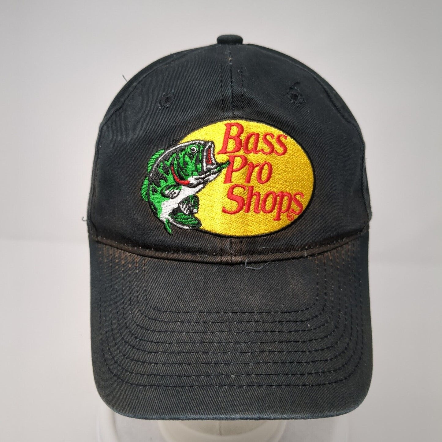 Bass Pro Shops Snapback Hat Black One Size Adjustable Gone Fishing Solid