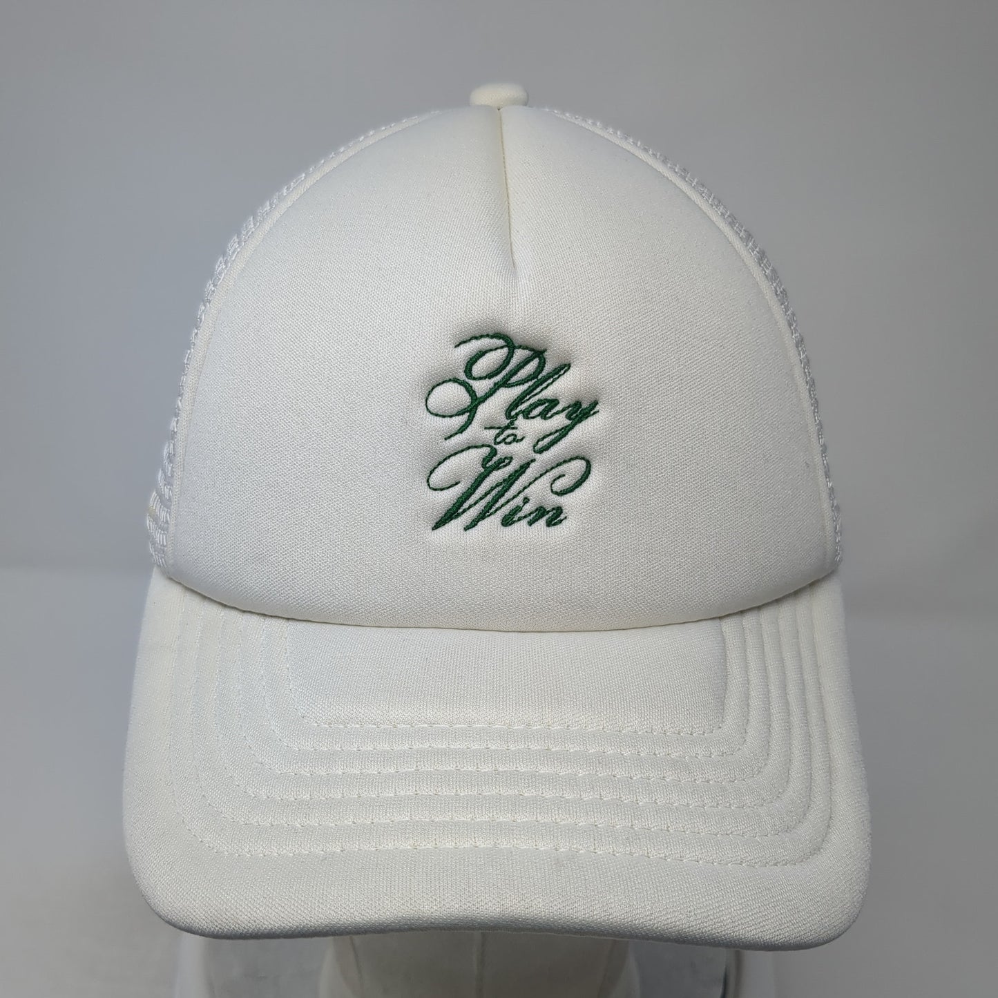 Play To Win Snapback Mesh Back Trucker Hat White One Size Adjustable